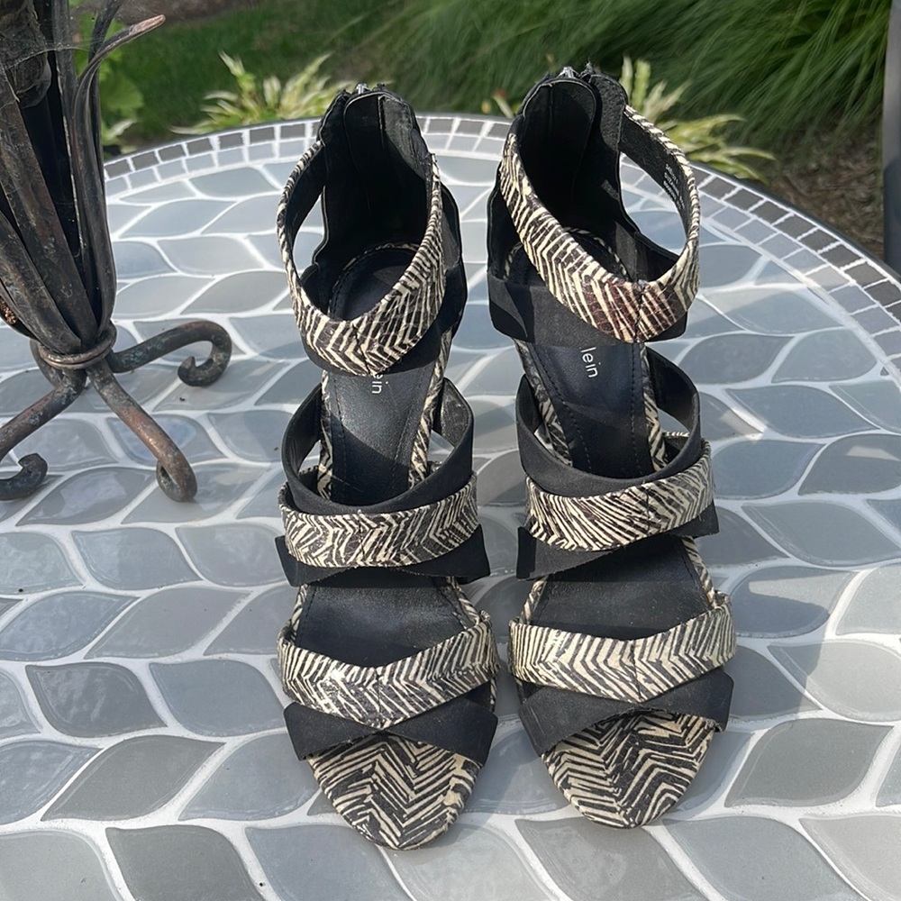 Calvin Klein Zebra Print Heeled Sandals